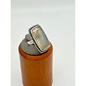 Montana Moss Agate Stone Estate Ring .925 Stone Sz 6 - 6.42 Grams - 1"